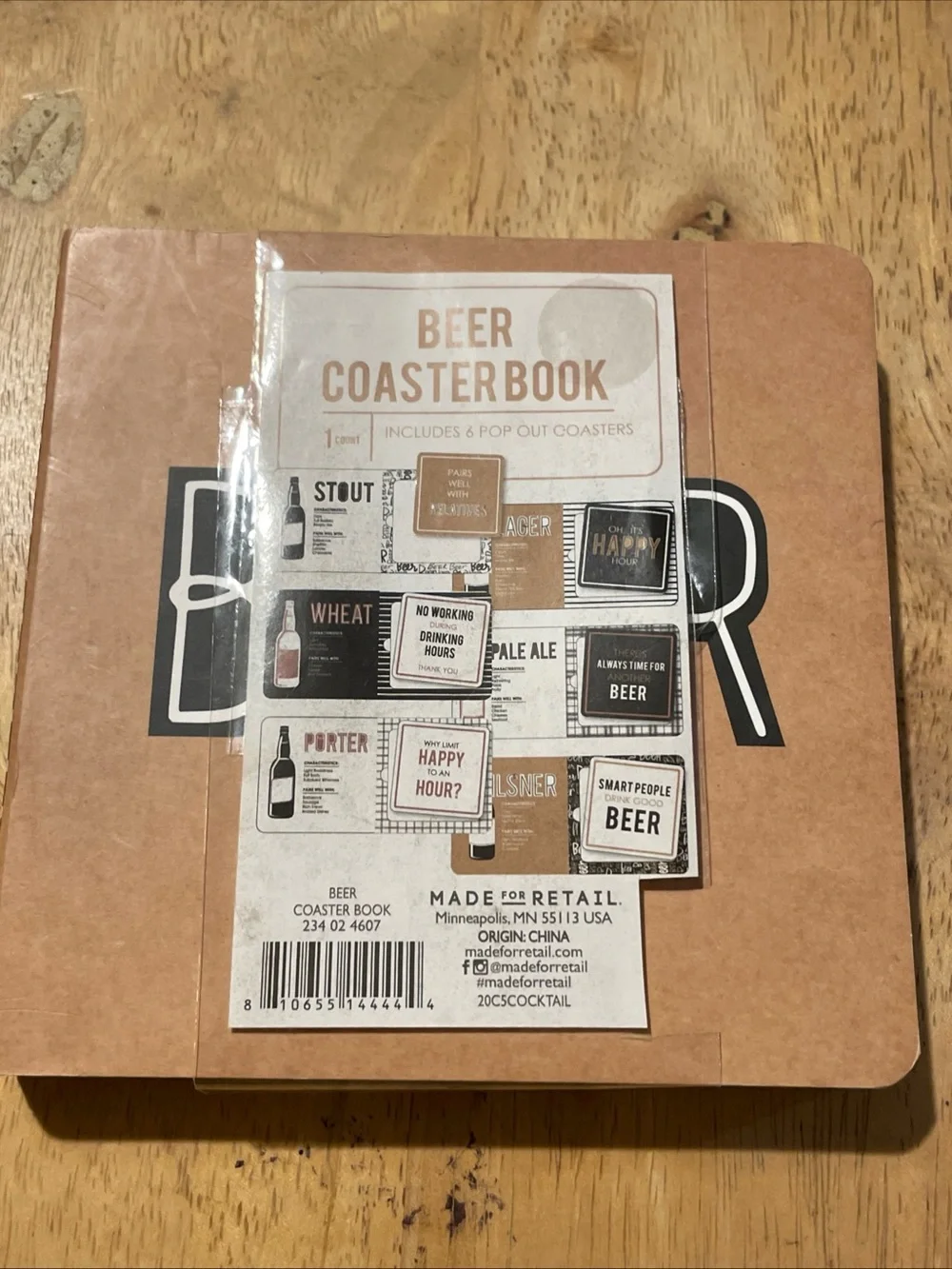 New Beer Coaster Book - Brown Coasters six pop out